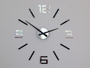 Moderní nástěnné hodiny SILVER XL BLACK-MIRROR (nalepovací hodiny na stěnu)