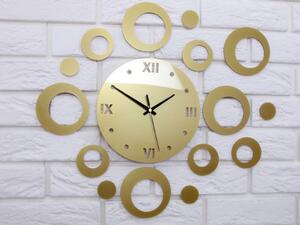 Moderní nástěnné hodiny RINGS GOLD (nalepovací hodiny na stěnu)