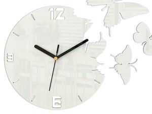 Moderní nástěnné hodiny MOTÝLE WHITE (nalepovací hodiny na stěnu)