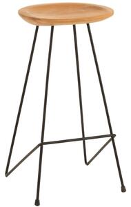 Teaková barová židle J-line Theas 77 cm s kovovou podnoží