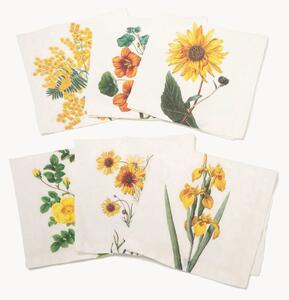 Sada lněných ubrousků Yellow Flowers, 6 dílů