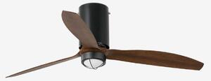 MINI TUBE FAN M LED, černá/dřevo, stropní ventilátor s DC motorem - FARO