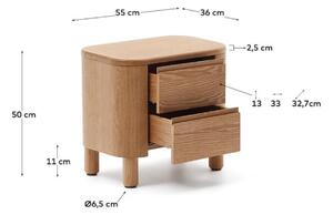 Noční stolek Kave Home Salaya 55 cm x 36 cm s dřevěným dekorem