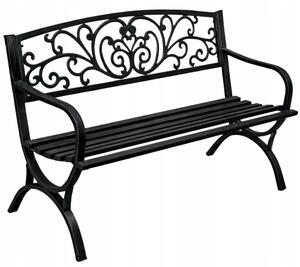 Lavička s opěradlem, kovová, 127 x 60 cm