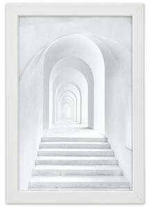 Plakát Bílé schodiště Barva rámu: Bez rámu, Velikost: 20 x 30 cm