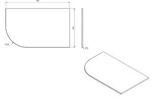 Sapho PULSE deska Rockstone 755x12x455mm, pravá, bílá mat