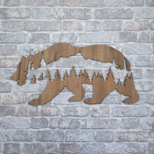 DUBLEZ | Dřevěná nálepka na zeď - Medvěd v horách