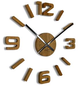Unikátní dřevěné hodiny na zeď v barvě dub