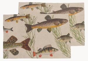 Sada prostírání ze lnu Freshwater Fish, 2 díly