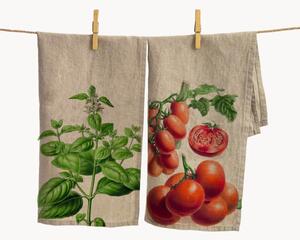 Sada lněných utěrek Tomato & Basil, 2 díly