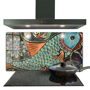 Skleněný panel Mosaic fish vintage keramika