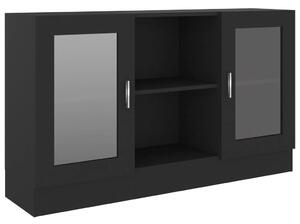 Prosklená skříň černá 120 x 30,5 x 70 cm dřevotříska