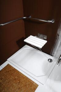 Sapho HANDICAP sklopné sedátko do sprchového koutu s opěrnou nohou, bílá
