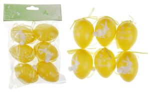 Autronic Vajíčka plastová 6cm, s nápisem VESELÉ VELIKONOCE, 6 kusů v sáčku, barva žlutá VEL5047-YEL