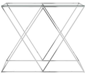Odkládací stolek stříbrný 90x40x75 cm nerezová ocel a sklo