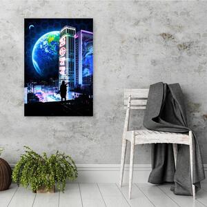 Obraz na plátně Město s výhledem na planetu Zemi - Gab Fernando Rozměry: 40 x 60 cm