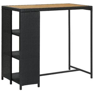 Barový stolek s úložným regálem černý 120x60x110 cm polyratan