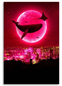 Obraz na plátně Velryby na růžové obloze - Gab Fernando Rozměry: 40 x 60 cm