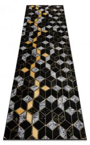 Koberec / Běhoun GLOSS 400B 86 glamour, art deco, 3D geometrický - černý / zlatý
