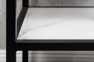 Designový odkládací stolek Latrisha 45 cm bílý - vzor mramor
