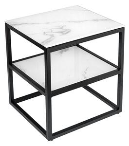 Designový odkládací stolek Latrisha 45 cm bílý - vzor mramor