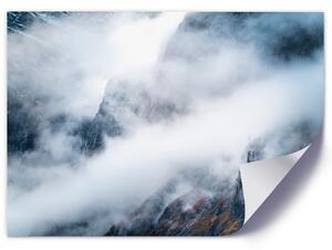 Plakát Mlha a skalnaté horské svahy Barva rámu: Bílá, Rozměry: 100 x 70 cm