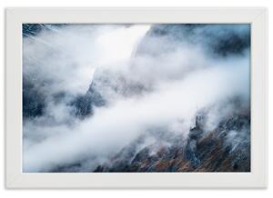 Plakát Mlha a skalnaté horské svahy Barva rámu: Bílá, Rozměry: 100 x 70 cm