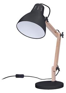 Stolní lampa Falun E27, černá dřevo 230V Solight WO57-B