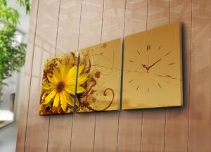 Wallity 3 dílné dekorativní nástěnné hodiny Klota žluto-hnědé
