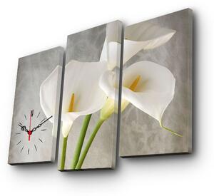 Wallity 3 dílné dekorativní nástěnné hodiny Kala šedobílé