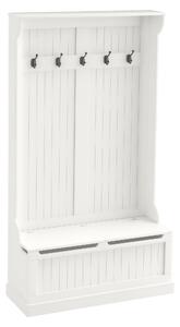 HOMCOM věšák na kabáty s botníkem a lavičkou do předsíně, s 5 háčky a úložným prostorem, 96x34x179,7cm, slonová kost | Aosom