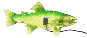 Nástěnné světlo aplika vodníkova zelená ryba ze skla a kovu 40 cm