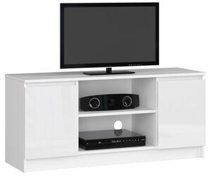 Stolek pod TV RTV 120 2D 1P bílý, lesk