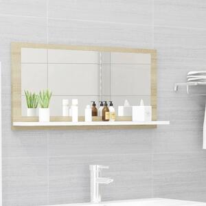Koupelnové zrcadlo bílé dub sonoma 80x10,5x37 cm dřevotříska