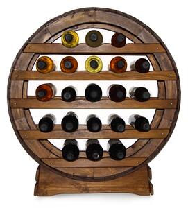 Stojan na víno sud kulatý na 21 lahví mořený - palisandr