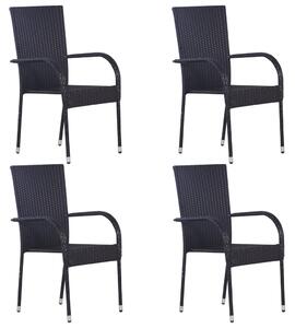 Stohovatelné zahradní židle 4 ks polyratan černé