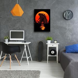 Obraz na plátně Godzilla, příšera a západ slunce - DDJVigo Rozměry: 40 x 60 cm