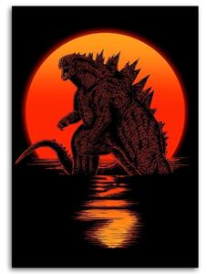 Obraz na plátně Godzilla, příšera a západ slunce - DDJVigo Rozměry: 40 x 60 cm