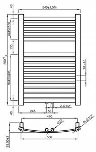 Invena, koupelnový žebříkový radiátor 540x800 mm 404W, grafitová, UG-02-080