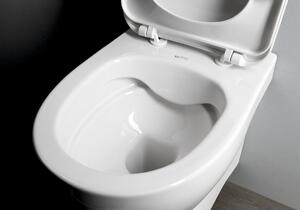 Závěsné WC ABSOLUTE Rimless s podomítkovou nádržkou a tlačítkem Schwab, bílá