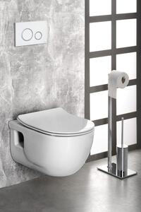 , Závěsné WC BRILLA Rimless bílá s podomítkovou nádržkou a tlačítkem Schwab, bílá, 100614-SET5