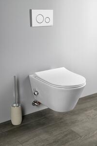 Závěsné WC AVVA Rimless, integr. baterie a bidet. sprška s podomítkovou nádržkou a tlačítkem Schwab, bílá