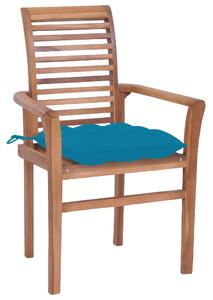 Jídelní židle 2 ks světle modré podušky masivní teak