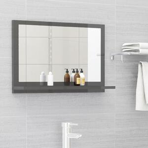 Koupelnové zrcadlo šedé vysoký lesk 60x10,5x37 cm dřevotříska