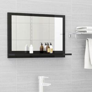 Koupelnové zrcadlo černé vysoký lesk 60x10,5x37 cm dřevotříska