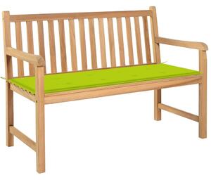 Zahradní lavice s jasně zelenou poduškou 120 cm masivní teak