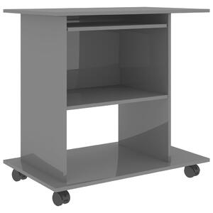 Počítačový stůl šedý s vysokým leskem 80x50x75 cm dřevotříska