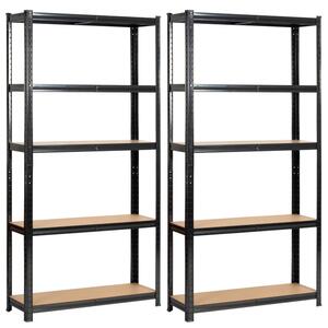 Set 2 kovových regálů 90x30x180 černý