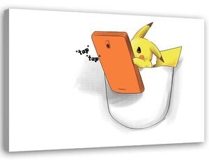 Obraz na plátně Pokémon Pikachu s telefonem - Victoria Bravo Rozměry: 60 x 40 cm