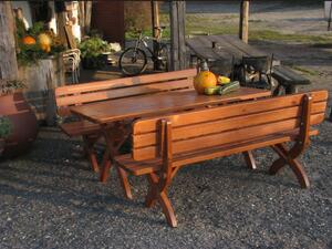 Dřevěný zahradní set STRONG 1, stůl masiv 160cm + 2x lavice